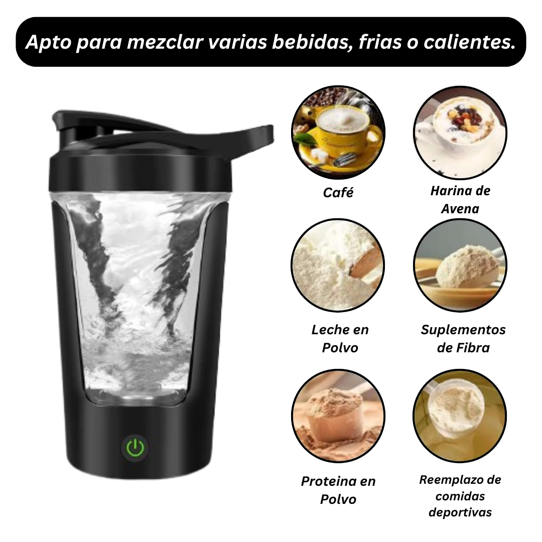 Botella Shaker Eléctrico con capacidad de 450ml, a prueba de fugas.